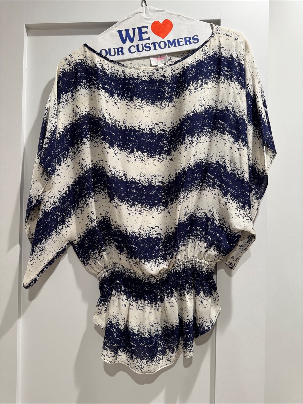 Parker Navy and Cream Striped Batwing Blouse